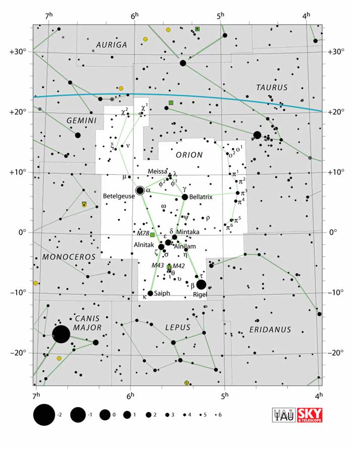Orion Constellation Star Chart. (Credit: Sky & Telescope)